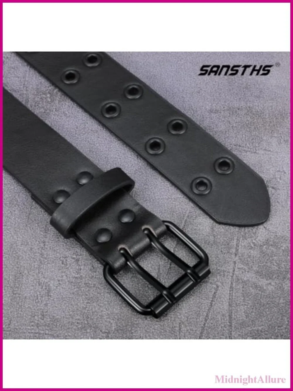 Studded Double Grommet Faux Leather Belt Punk Y2K Adjustable Women's 1.5in